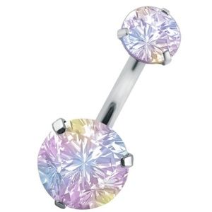 Iridescent Multi-Color Navel-Ring Belly-Ring Kaleidoscope Rhinestone Zircon NIP